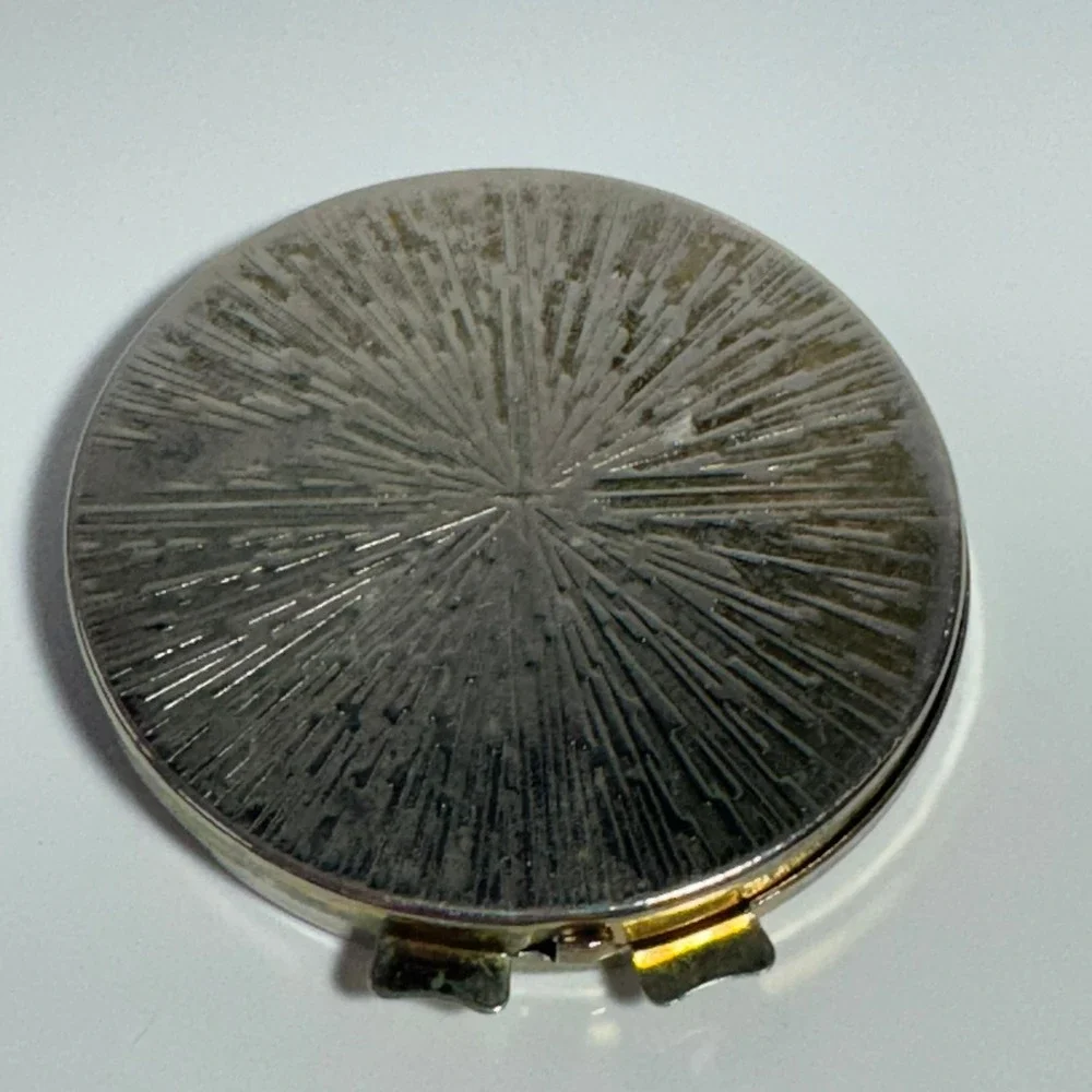 Vintage Japanese Pagoda Mount Fuji Cherry Blossom Round Compact Mirror Used‎
